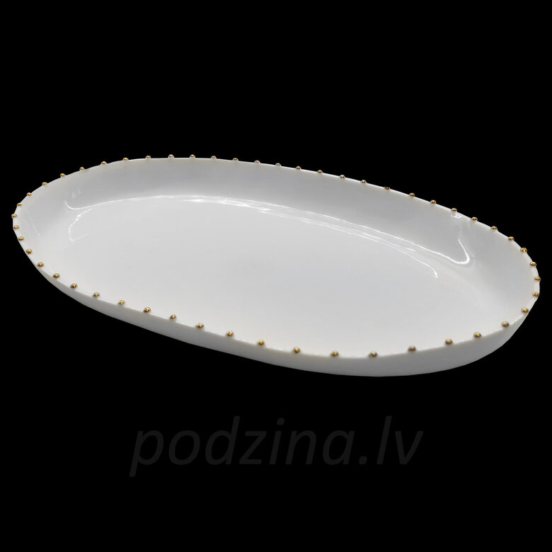 Ovāls servēšanas šķīvis ar zeltu