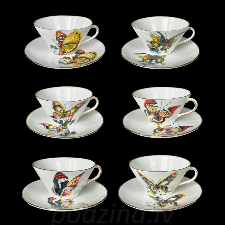 Tējas tases ar taurenīšiem, varianti, 240ml