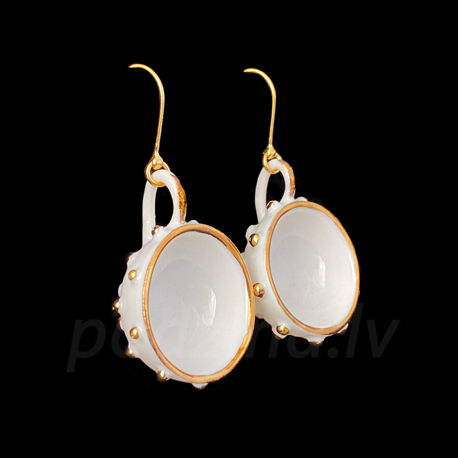 Cup earrings with gold studs