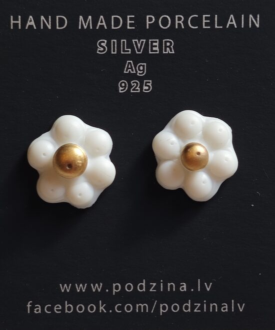 Puķīšauskari matēti balti ar zeltu