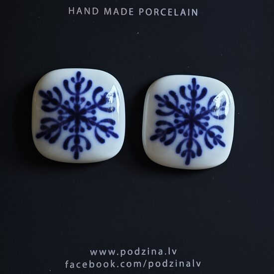 Auskari ar kobalta sniegpārsliņu 2