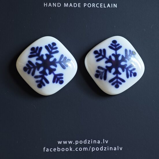 Auskari ar kobalta sniegpārsliņu