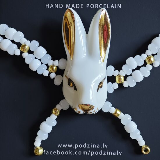 Rokassprādze balts porcelāna Zaķis