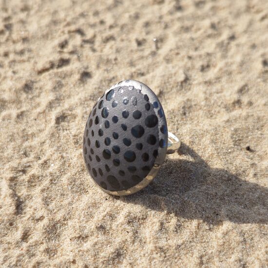 Melnā porcelāna gredzens ar platīnu 2