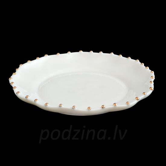 Viļņains Šķīvis ar zelta pumpiņām 15cm