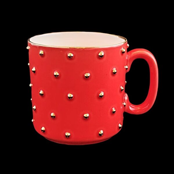 Red mug with gold buds, 200ml