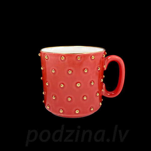 Sarkana krūze ar zelta pumpiņām, 200ml