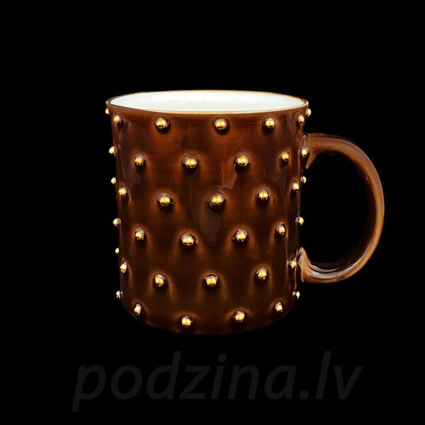Brūna krūze ar zelta pumpiņām, 300ml