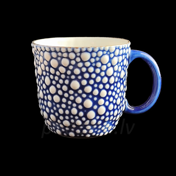 Mug with white bubbles, 350ml, blue