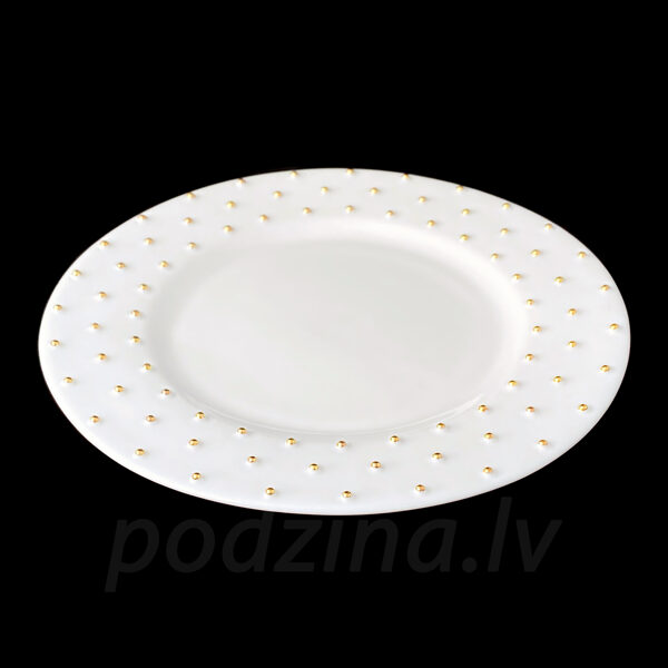 Porcelāna šķīvis ar zelta vai platīna pumpiņām