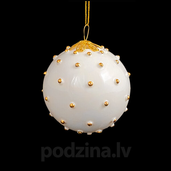 Porcelain Christmas tree decoration with gold studs 7 cm