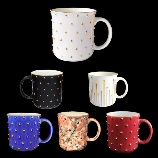 mugs with gold buds, different variations, 300ml